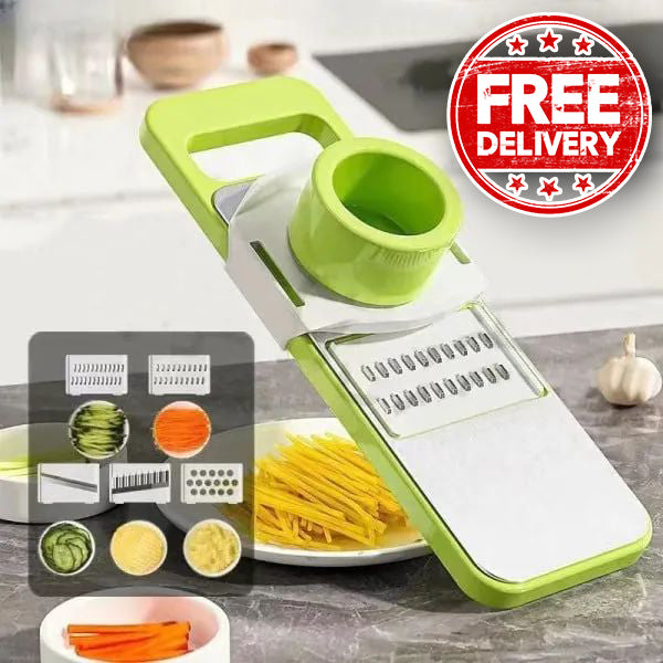 5-in-1 Multifunction Vegetable Cutter | Stainless Steel Slicer, Grater &amp; Hand Protector