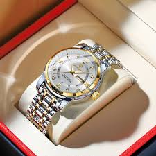 Quartz Watch - Silver & Golden Chain
